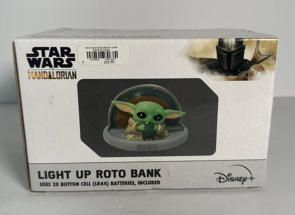 Star Wars The Mandalorian The Child Light Up Up Roto Coin Bank 5 1/2" x 3 1/2"